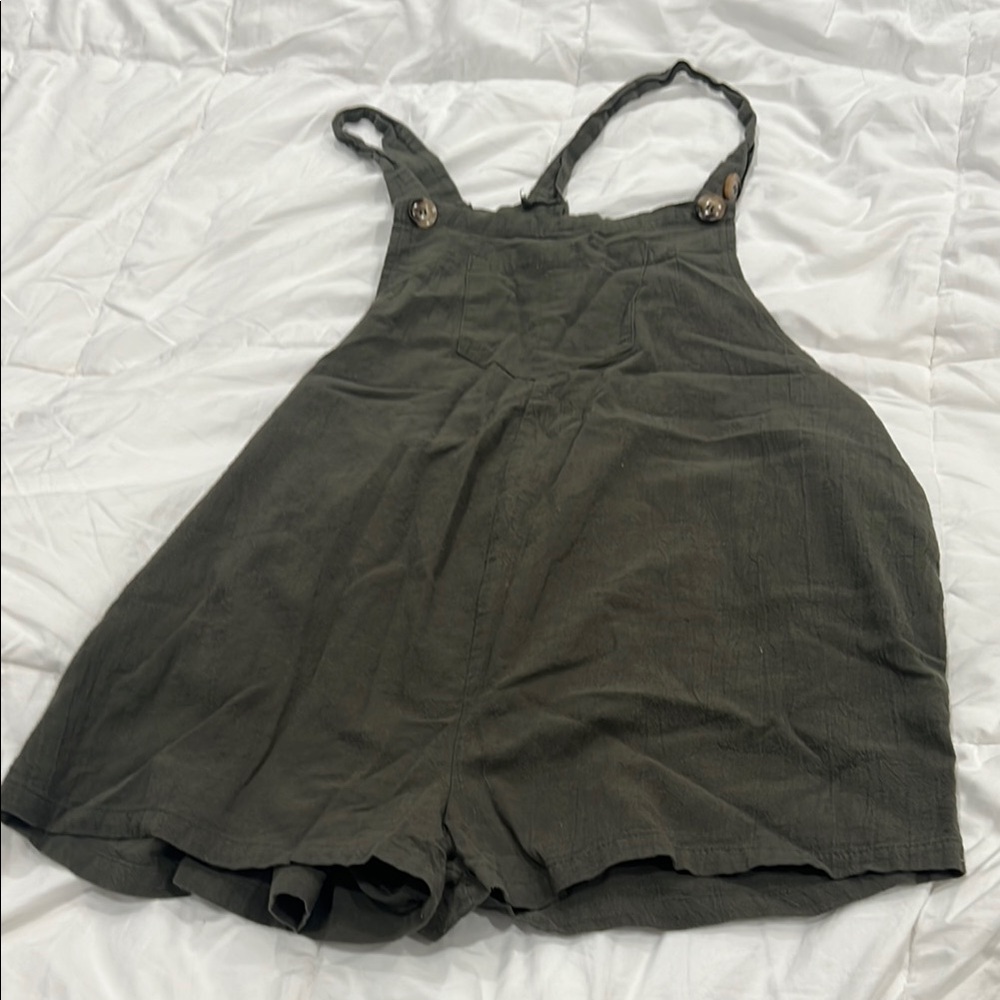 Green Overalls with Button Straps